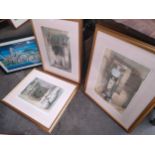 Set of Three Egyptian Scene Pictures Together with Zebra Print