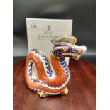 Royal crown Derby Dragon Paperweight with stopper and box .