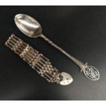 Silver spoon inscribed 'Kennel Club Show, 1912', together with silver gate bracelet