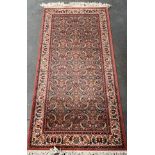 Vintage ornate rug produced by Super Keshan. Hand Knotted Fringes. [90x180cm]