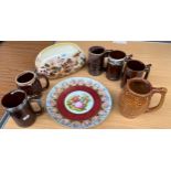 A Quantity of porcelain collectables to include puzzle jug, whistle mugs, Sylvac planter and Bavaria