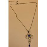 9ct Edwardian suffragette pendant with gold necklace. [Tested- 9ct] [2.94grams]