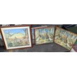 Mixed lot of framed prints depicting fairies and woodland animals, together with a material