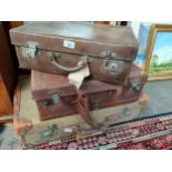 A lot of antique suitcases