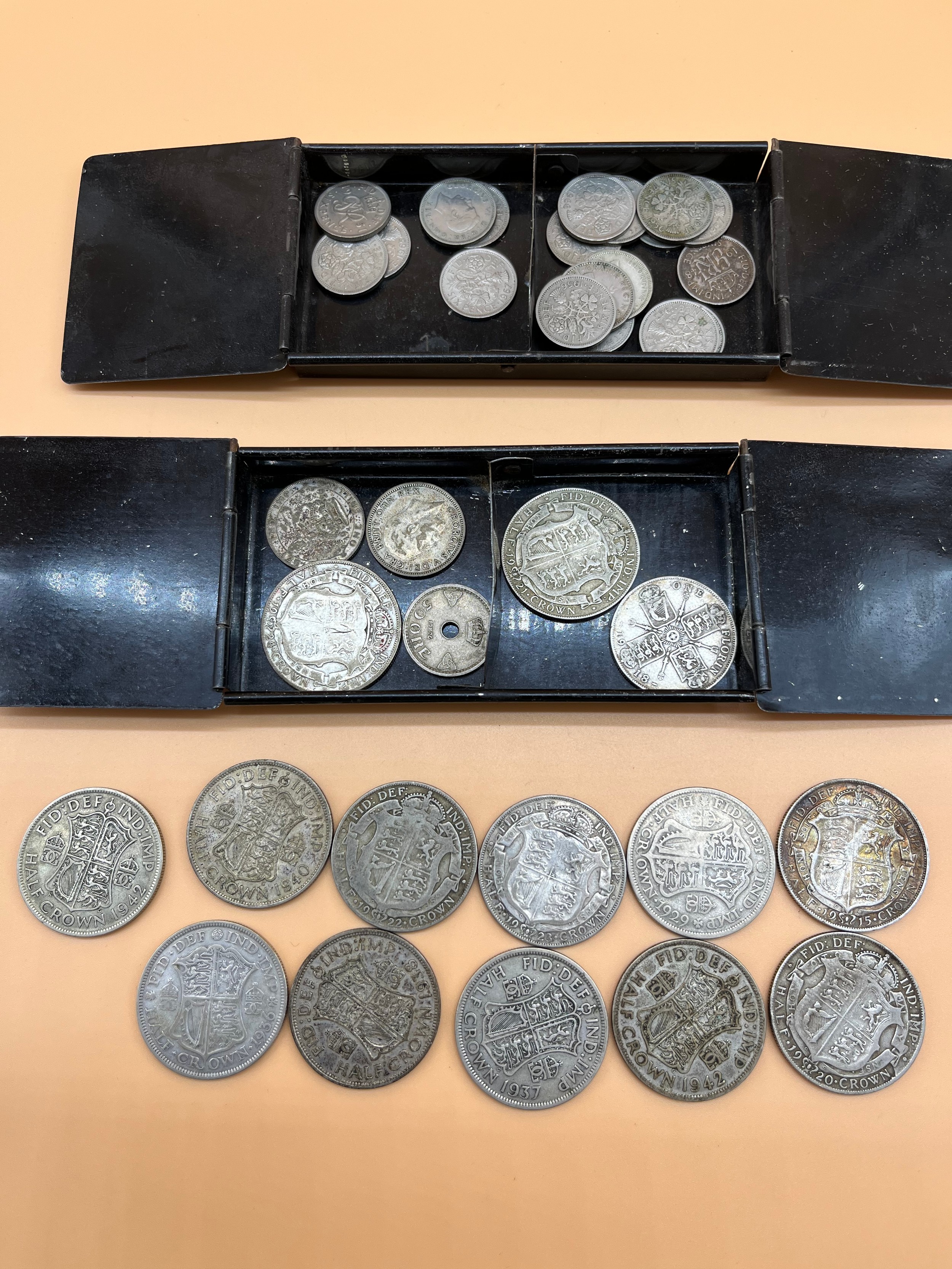 Collection of silver half-crowns together with six pence's [silver coinage- 209grams]