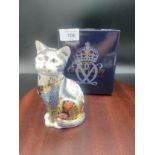 Royal crown Derby small fireside cat paperweight with box .