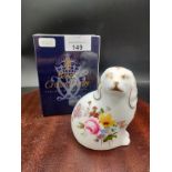 Royal crown Derby the spaniel paperweight with stopper and box.