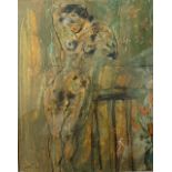 Mixed media painting depiction a nude women, signed [52x46cm]