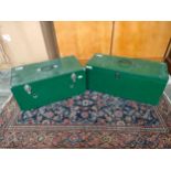 2 vintage pet transporter trunks with cages.