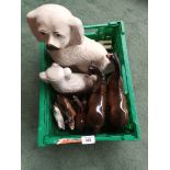 A Box containing wally dogs along with various Beswick horse figurines