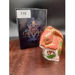 Royal crown Derby paperweight Christmas squirrel with stopper and box .