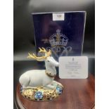 Royal crown Derby limited edition paperweight the White Hart stag paperweight with stopper and box .
