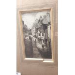 Framed engraving of Vannes, Brittany. Signed [45x33cm]