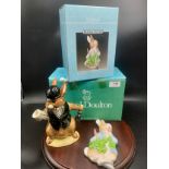 Royal doulton bunnykins London city gent Rabbit times tea pot with box together with Schmid Peter