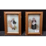 2 Framed 19th Century reverse painting's on glass [25x18cm]