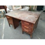 Antique School teachers writing slope desk with fitted drawers .