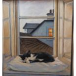 Framed oil on canvas titled ''Gone'' Signed Turnbull, 96 depicting a sleeping cat. [62x57cm]