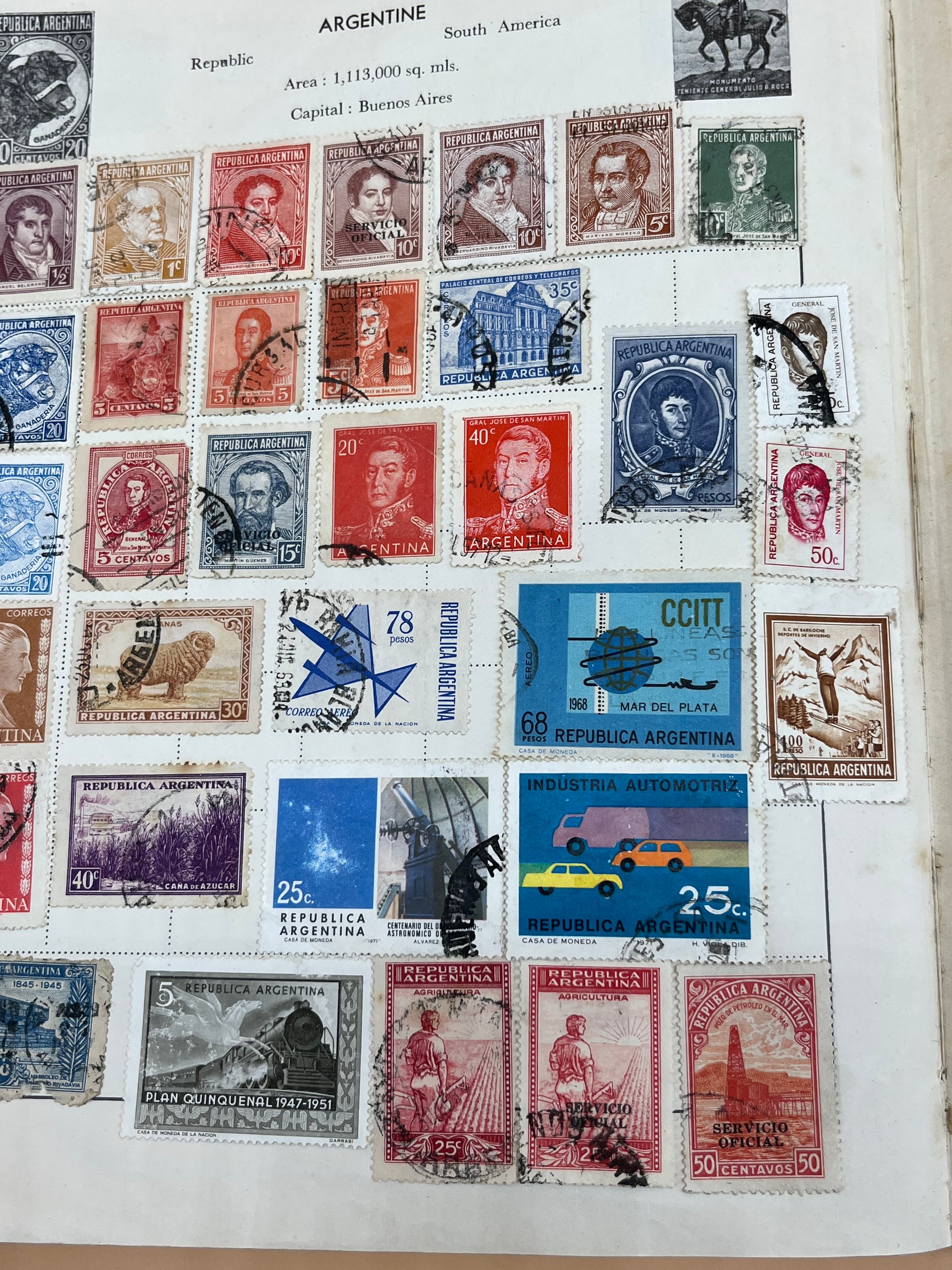 Vintage stamp album containing a collection of world stamps - Image 6 of 22