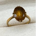 Antique 9ct gold and Citrine stone ring. [3.49grams] [Ring size P]