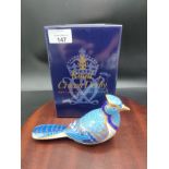 Royal crown Derby blue jay paperweight with box .