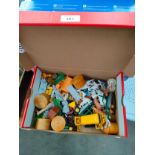 Box of toy old farm animals etc