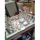 Early soap stone chess set together with other collectables .