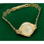 Vintage ladies 9ct yellow gold cocktail watch, 9ct gold cased and strap. Bernex- 15 Jewels- Non