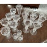 A Collection of antique facet cut crystal and etched drinking glasses