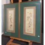 2 framed Chinese silk tapestry panels [80x45cm]