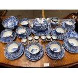 Large Copeland Spode blue and white tea service with egg cups.