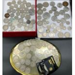 Collection of vintage British coinage includes Crowns, 1921 George V Half Crown silver coin, Lead