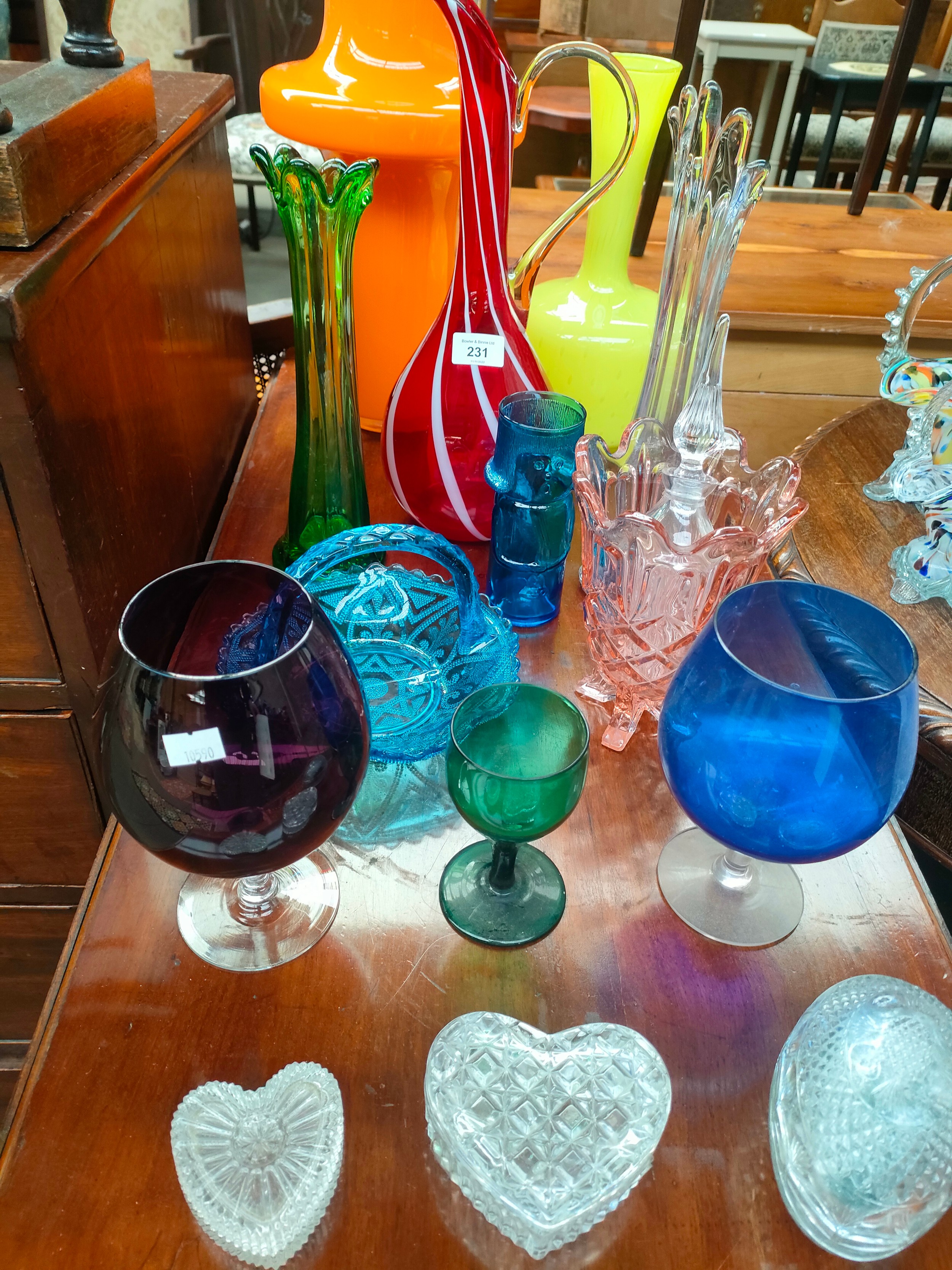 Large Lot of Various Art Glass vases , Large Fentons style jug together with glass trinkets etc - Image 3 of 3