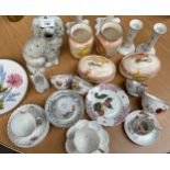 A Collection of porcelain collectables to include hand painted Dresden cups, Worcester and