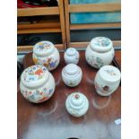 Collection of temple jars includes Sadler etc
