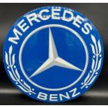 Original Convex Mercedes Benz enamel advertising sign. Originally from a showroom display. [60cm