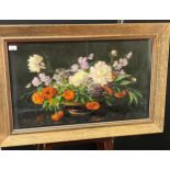 Nan C. Livingstone (1876-1952) Original oil on canvas depicting still life, bouquet of flowers. [