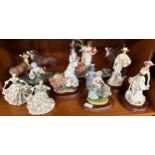 A Lot of porcelain figures and stag figures