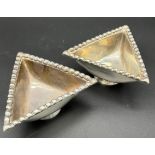 A lot of two Edinburgh silver Traprain Treasure triangle shaped salt pots/ bowls. Designed with