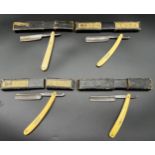 Four vintage cut throat razors includes Bismarck & Tempagold.