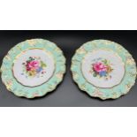 Two Royal Crown Derby hand painted cabinet plates. Hand painted bouquet of flowers to the centre