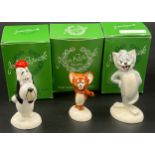 Three vintage John Beswick figures with boxes, Tom & Jerry and Droopy.