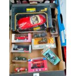 Box of models to include Burago jaguar e cabriolet 1961 etc .