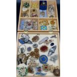Collection of vintage and antique costume brooches to include agate brooches, Victorian brooches and