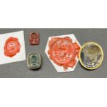 A Lot of antique agate carved seals. Includes wax seals.