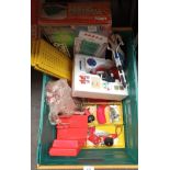 Crate full of Meccano and electric football game