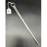 Georgian 1778 London silver meat skewer- engraved with lion crest. [28cm in length] [68.09grams]