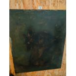 Oil painting depicting dog scene unframed
