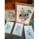 Selection of embroideries etc in fitted frames
