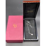 Chisholm Hunter 9ct white gold necklace, pendant with fitted pearl. Comes with original box.