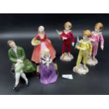 A Group of Three Royal Doulton Figures and Three Royal Worcester figures. [Worcester Figures as
